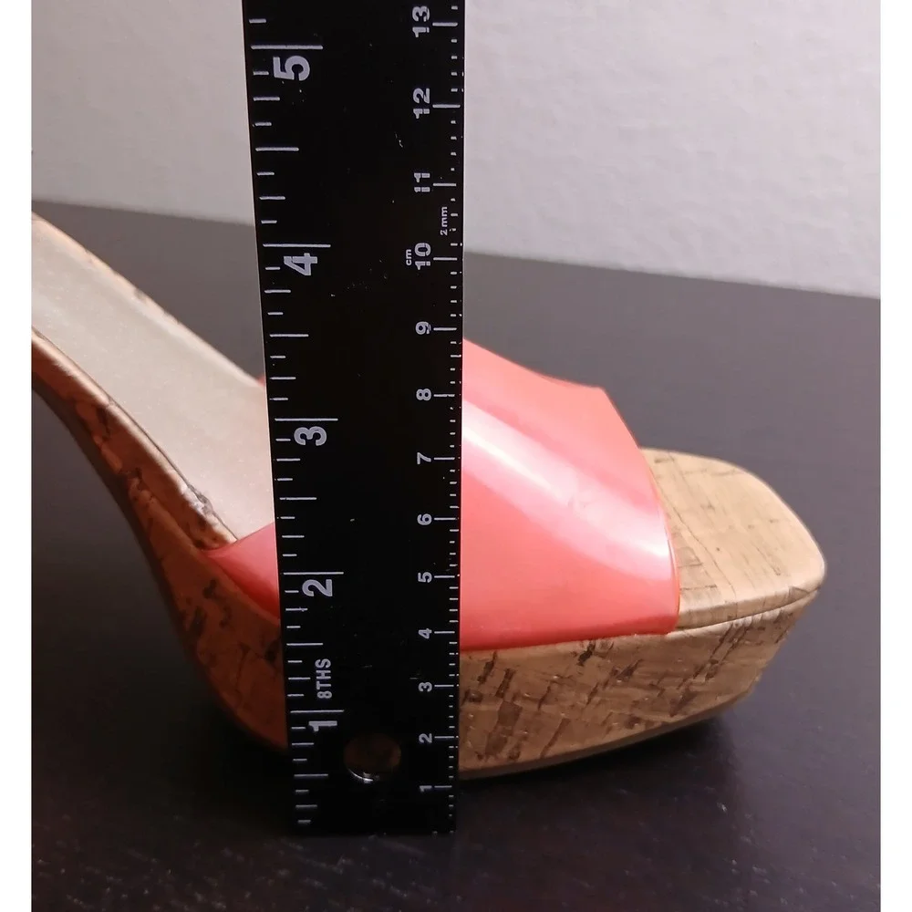 GBG Los Angeles GGQUEEN Pink Jelly Cork Platform Block Heel Sandals Womens 9.5 M